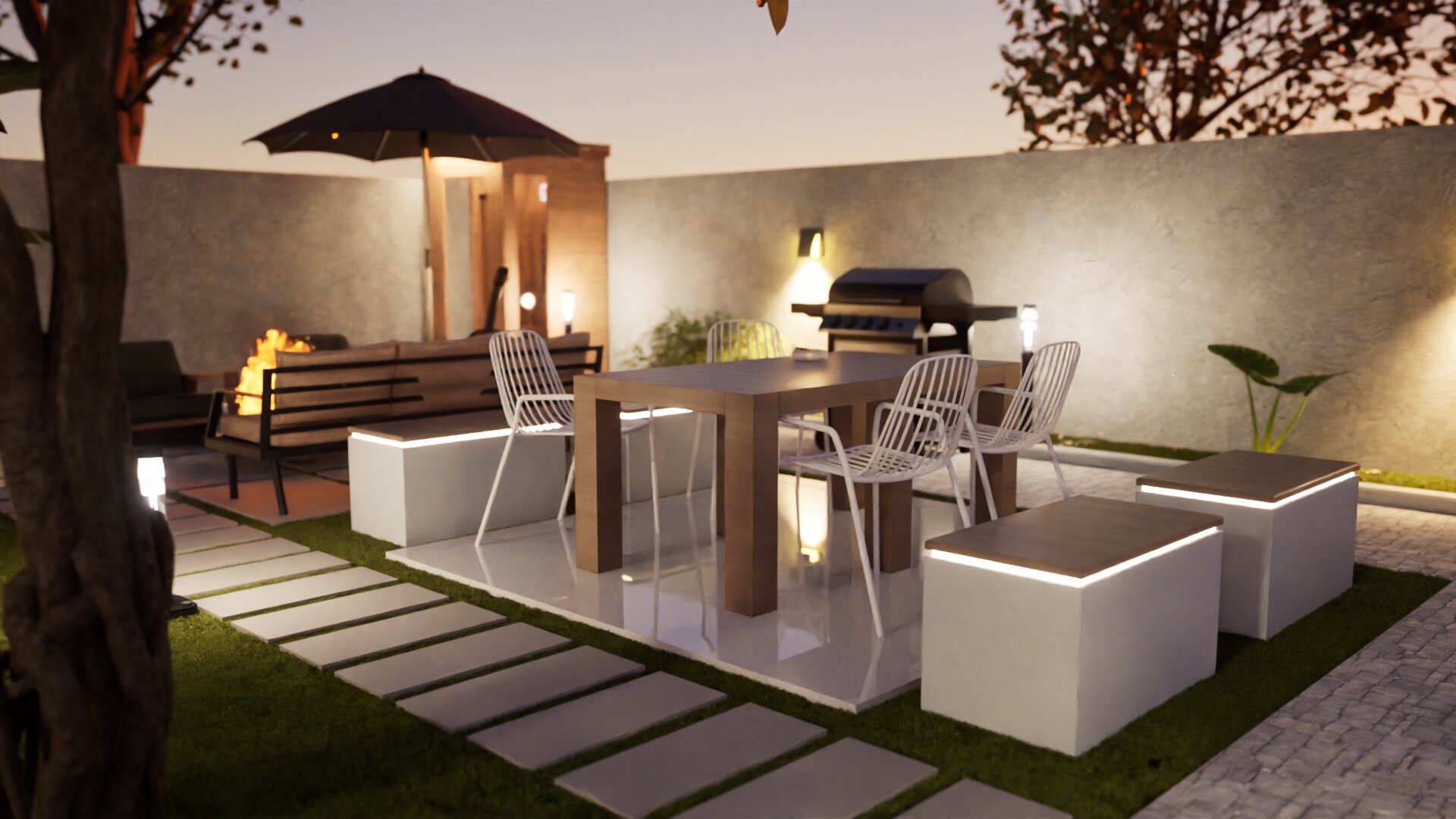 Minimalistische 3D Tuin Render